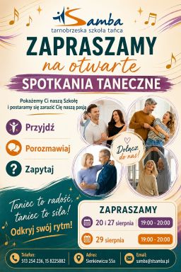 Zapraszamy Dorosłych i Młodzież na Wakacyjne SPOTKANIA TANECZNE