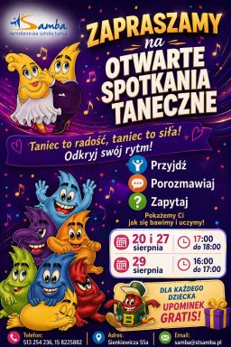 Zapraszamy DZIECI na Wakacyjne SPOTKANIA  TANECZNE